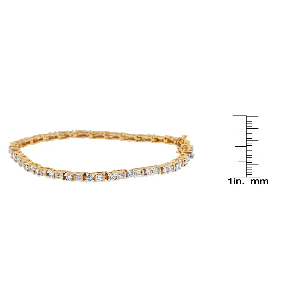 14k Yellow Gold Round and Baguette-cut Diamond Bracelet (2.00 Cttw H-i Color Si2-i1 Clarity)… - Fine Jewelry us Direct