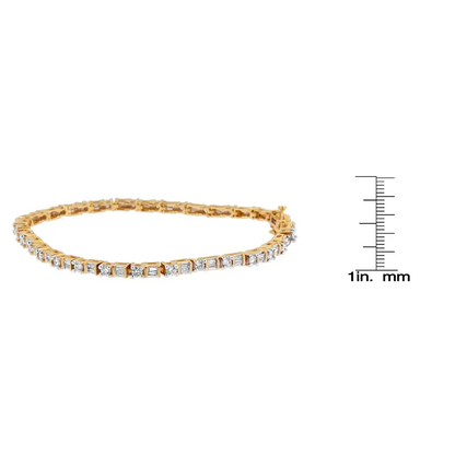 14k Yellow Gold Round and Baguette-cut Diamond Bracelet (2.00 Cttw H-i Color Si2-i1 Clarity)… - Fine Jewelry us Direct