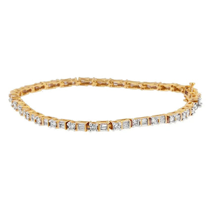 14k Yellow Gold Round and Baguette-cut Diamond Bracelet (2.00 Cttw H-i Color Si2-i1 Clarity)… - Fine Jewelry us Direct