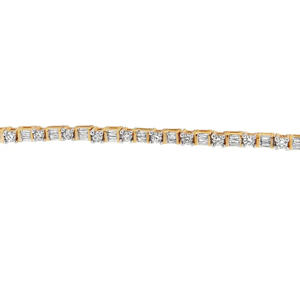 14k Yellow Gold Round and Baguette-cut Diamond Bracelet (2.00 Cttw H-i Color Si2-i1 Clarity)… - Fine Jewelry us Direct