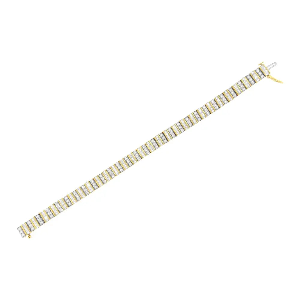 14k Yellow Gold Round and Baguette-cut Diamond Bracelet (5.50 Cttw H-i Color I1-i2 Clarity) - Fine Jewelry us Direct