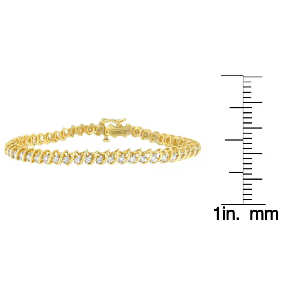 14k Yellow Gold Round Cut Bonded Diamond Bracelet (2 Cttw I-j Color I1-i2 Clarity) - Fine Jewelry us Direct