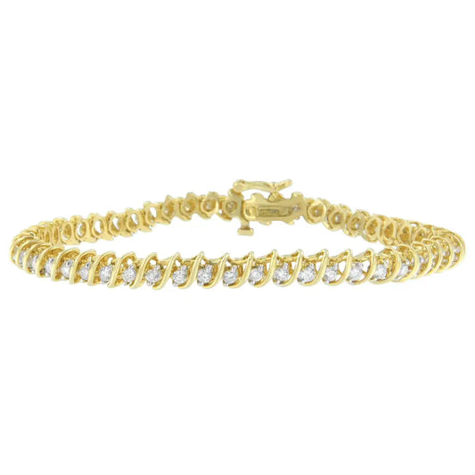 14k Yellow Gold Round Cut Bonded Diamond Bracelet (2 Cttw I-j Color I1-i2 Clarity) - Fine Jewelry us Direct