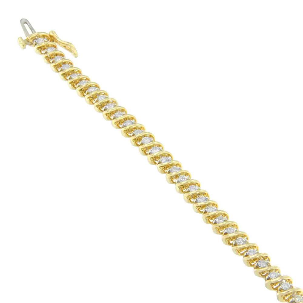 14k Yellow Gold Round Cut Bonded Diamond Bracelet (2 Cttw I-j Color I1-i2 Clarity) - Fine Jewelry us Direct