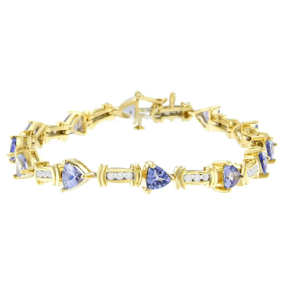 14k Yellow Gold Round-cut Diamond and Tanzanite Bracelet (5.15 Cttw H-i Color Si2-i1 Clarity) - Fine Jewelry us Direct