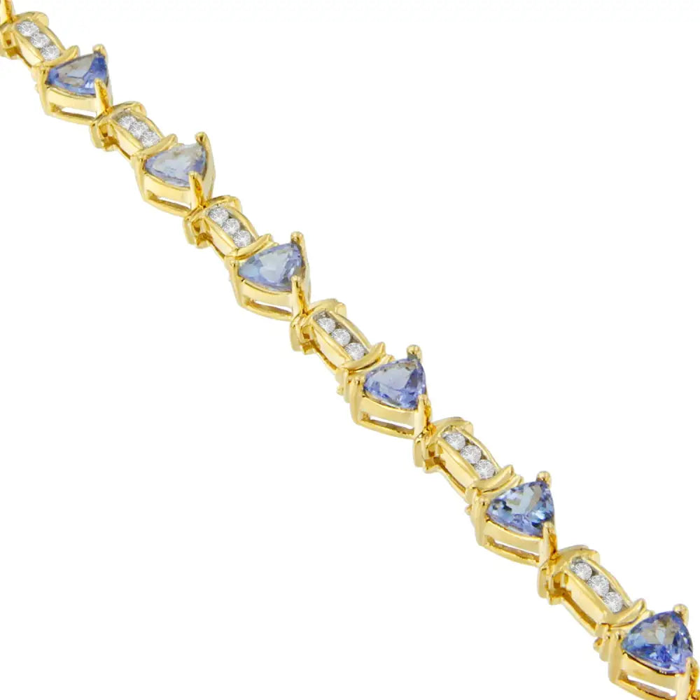 14k Yellow Gold Round-cut Diamond and Tanzanite Bracelet (5.15 Cttw H-i Color Si2-i1 Clarity) - Fine Jewelry us Direct