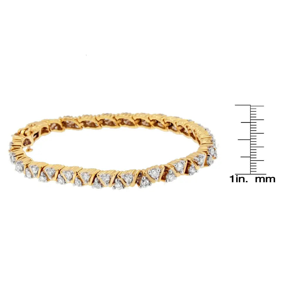 14k Yellow Gold Round-cut Diamond Bracelet (4.00 Cttw H-i Color I1-i2 Clarity) - Fine Jewelry us Direct