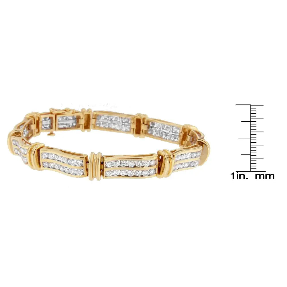 14k Yellow Gold Round-cut Diamond Bracelet (5.35 Cttw H-i Color I1-i2 Clarity) - Fine Jewelry us Direct