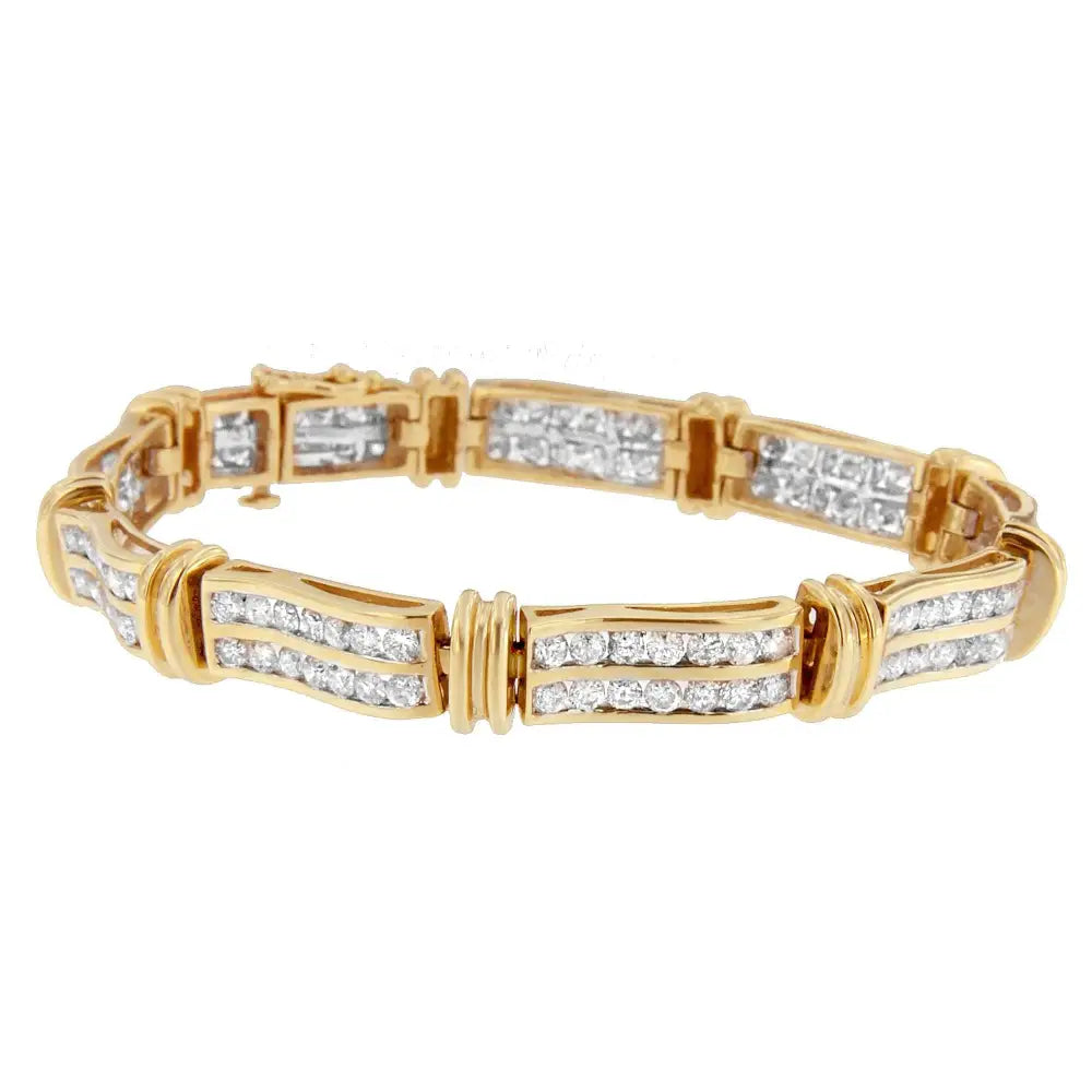 14k Yellow Gold Round-cut Diamond Bracelet (5.35 Cttw H-i Color I1-i2 Clarity) - Fine Jewelry us Direct