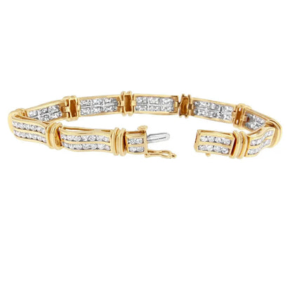 14k Yellow Gold Round-cut Diamond Bracelet (5.35 Cttw H-i Color I1-i2 Clarity) - Fine Jewelry us Direct