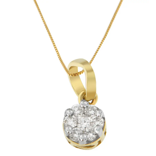 14k Yellow Gold Round Cut Diamond Circle Pendant Necklace (1/3 Cttw H-i Color I1-i2 Clarity) - Fine Jewelry us Direct