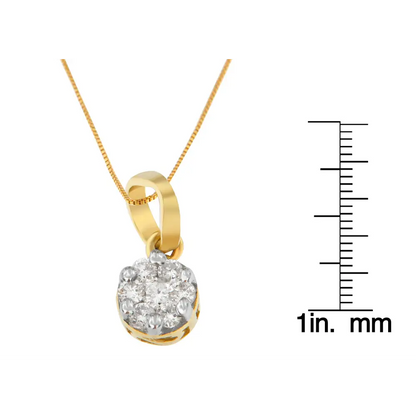 14k Yellow Gold Round Cut Diamond Circle Pendant Necklace (1/3 Cttw H-i Color I1-i2 Clarity) - Fine Jewelry us Direct