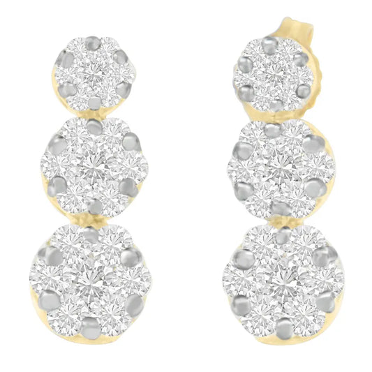 14k Yellow Gold Round-cut Diamond Earring (2 Cttw I-j Color Vs1-vs2 Clarity) - Fine Jewelry us Direct