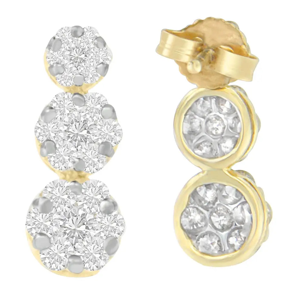 14k Yellow Gold Round-cut Diamond Earring (2 Cttw I-j Color Vs1-vs2 Clarity) - Fine Jewelry us Direct