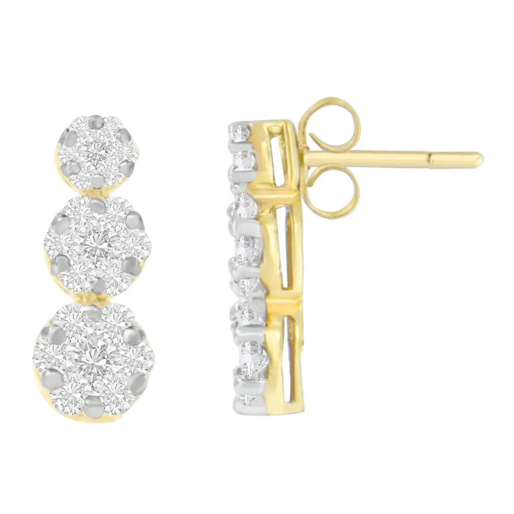 14k Yellow Gold Round-cut Diamond Earring (2 Cttw I-j Color Vs1-vs2 Clarity) - Fine Jewelry us Direct