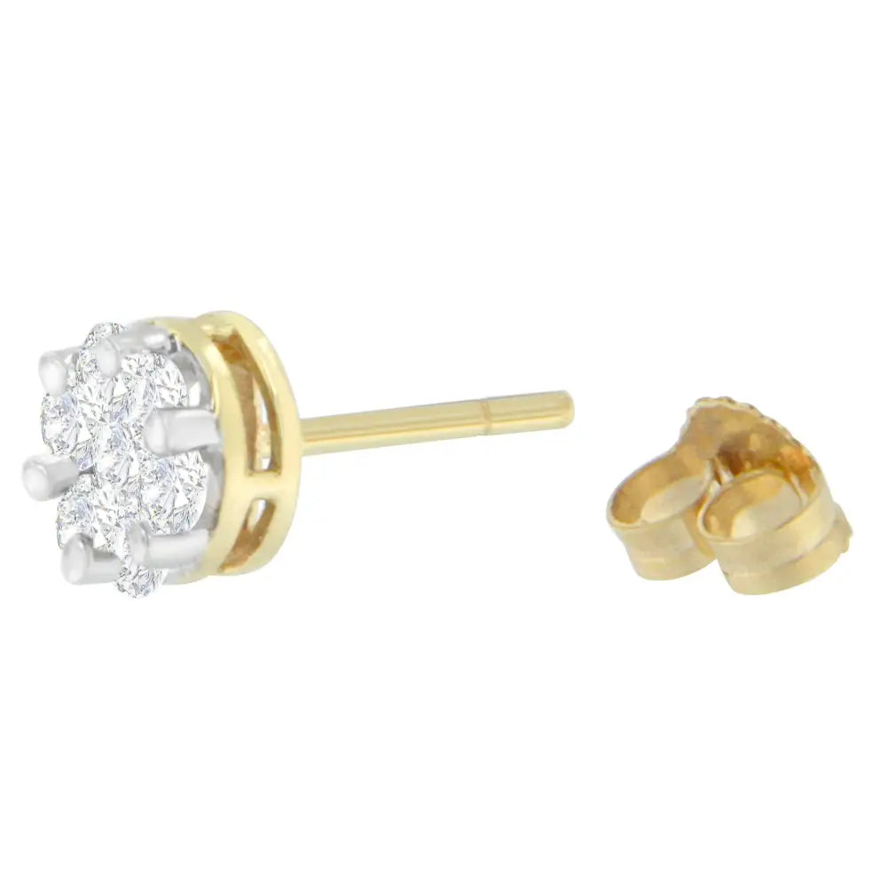 14k Yellow Gold Round-cut Diamond Earrings (1 Cttw I-j Color Si1-si2 Clarity) - Fine Jewelry us Direct