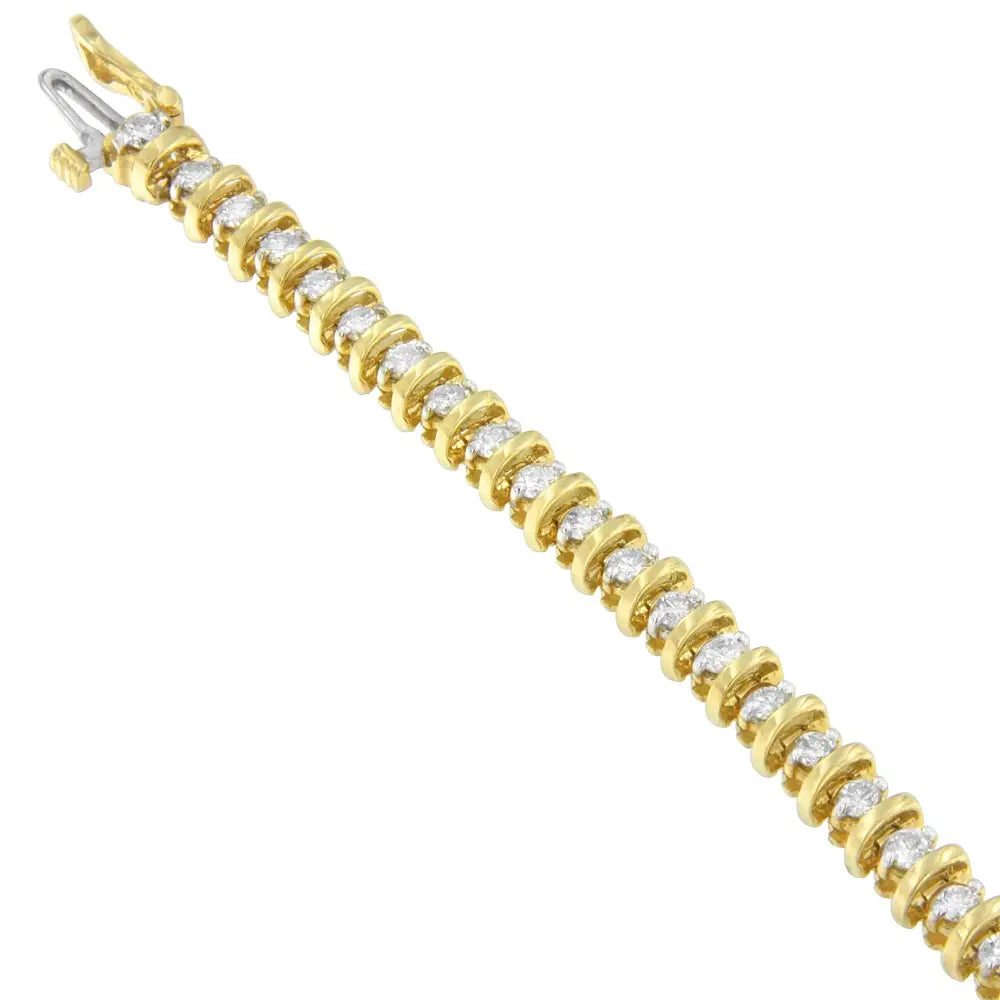 14k Yellow Gold Round-cut Diamond Link Bracelet (3.00 Cttw H-i Color I1-i2 Clarity) - Fine Jewelry us Direct