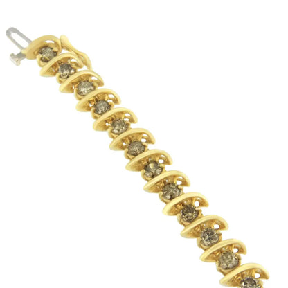 14k Yellow Gold Round-cut Diamond ?S’ Bracelet (6.00 Cttw Brown Color I1-i2 Clarity) - Fine Jewelry us Direct