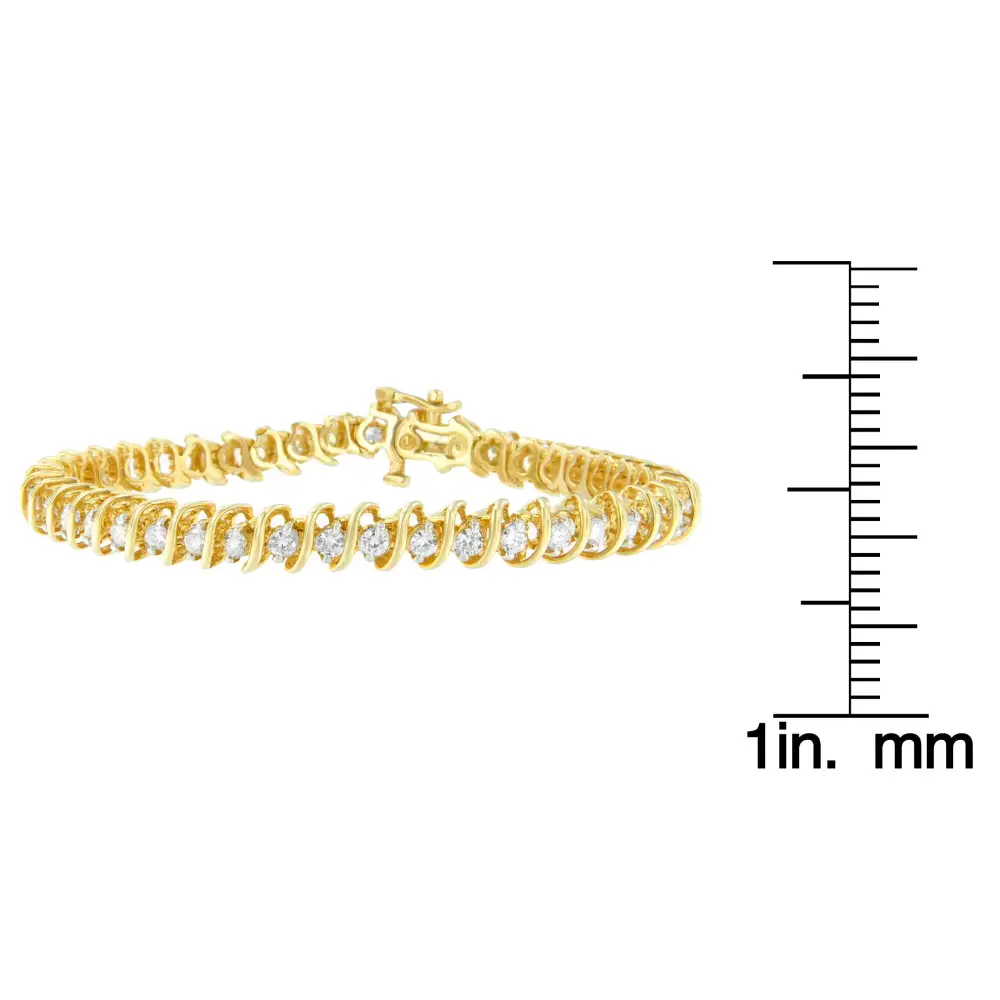 14k Yellow Gold Round Cut Diamond Spiral Link Bracelet (3.00 Cttw H-i Color Si2-i1 Clarity) - Fine Jewelry us Direct