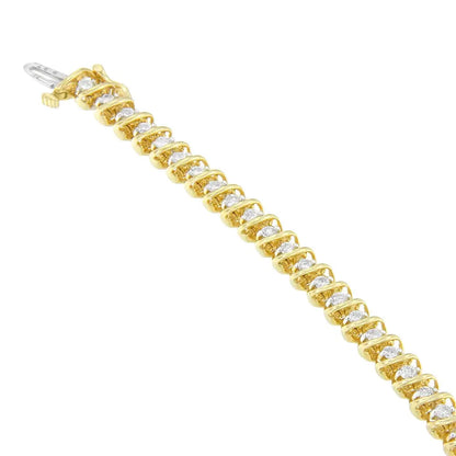 14k Yellow Gold Round Cut Diamond Spiral Link Bracelet (3.00 Cttw H-i Color Si2-i1 Clarity) - Fine Jewelry us Direct