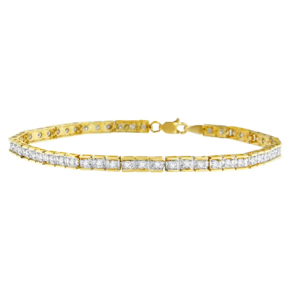 14k Yellow Gold Round-cut Diamond Square Link Bracelet (1.00 Cttw H-i Color I2-i3 Clarity) - Fine Jewelry us Direct