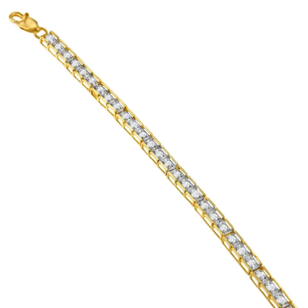 14k Yellow Gold Round-cut Diamond Square Link Bracelet (1.00 Cttw H-i Color I2-i3 Clarity) - Fine Jewelry us Direct