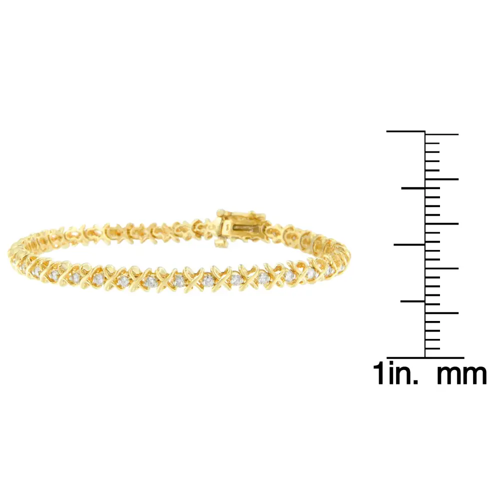 14k Yellow Gold Round Cut Diamond X-link Bracelet (1.00 Cttw H-i Color I1-i2 Clarity) - Fine Jewelry us Direct