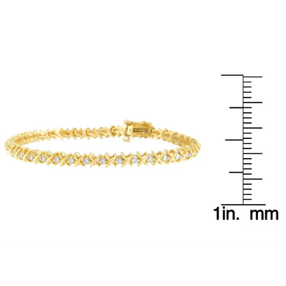 14k Yellow Gold Round Cut Diamond X-link Bracelet (1.00 Cttw H-i Color I1-i2 Clarity) - Fine Jewelry us Direct