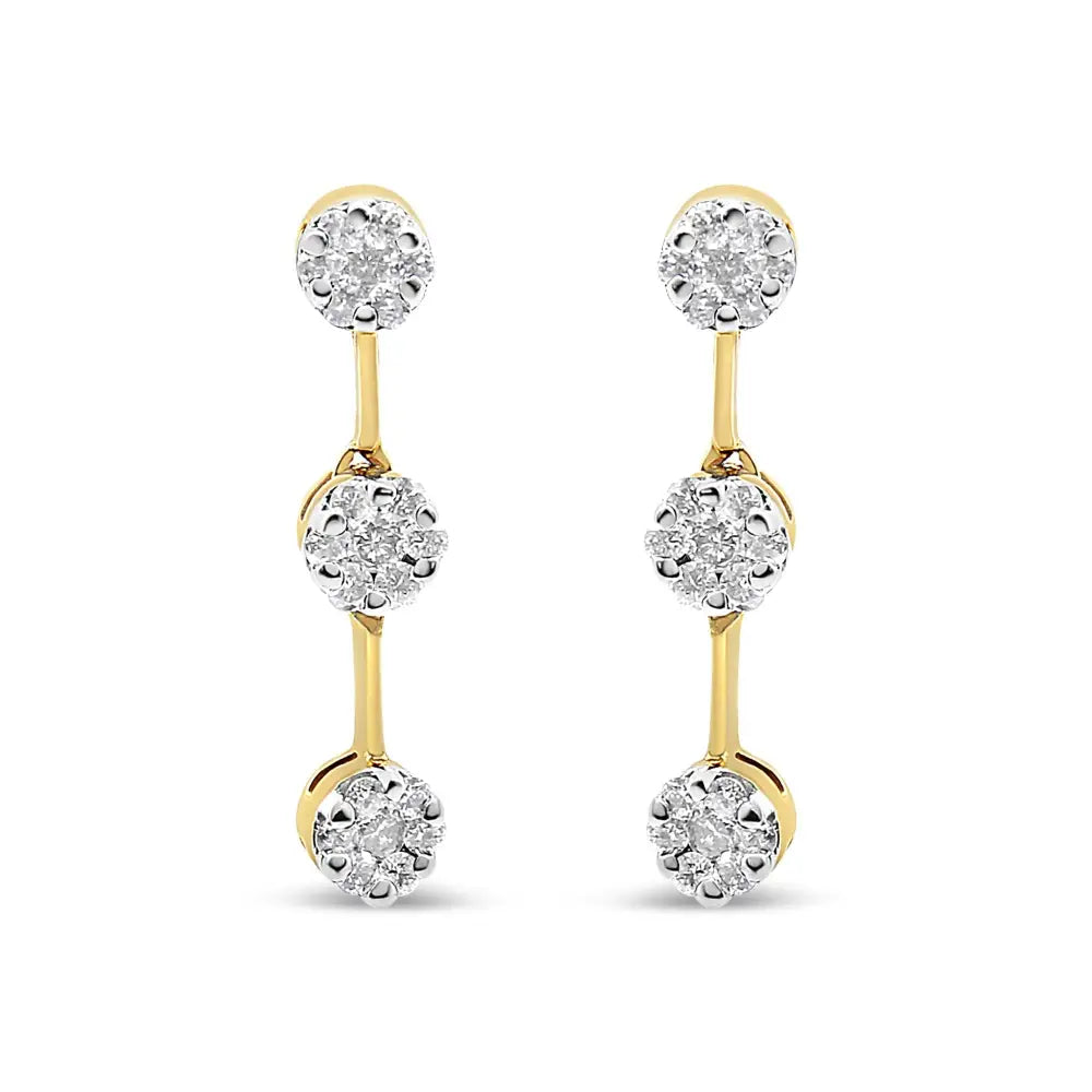 14k Yellow Gold Round Diamond Earrings (1.05 Cttw H-i Color Si1-si2 Clarity) - Fine Jewelry us Direct