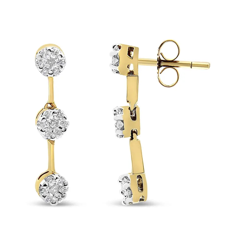 14k Yellow Gold Round Diamond Earrings (1.05 Cttw H-i Color Si1-si2 Clarity) - Fine Jewelry us Direct