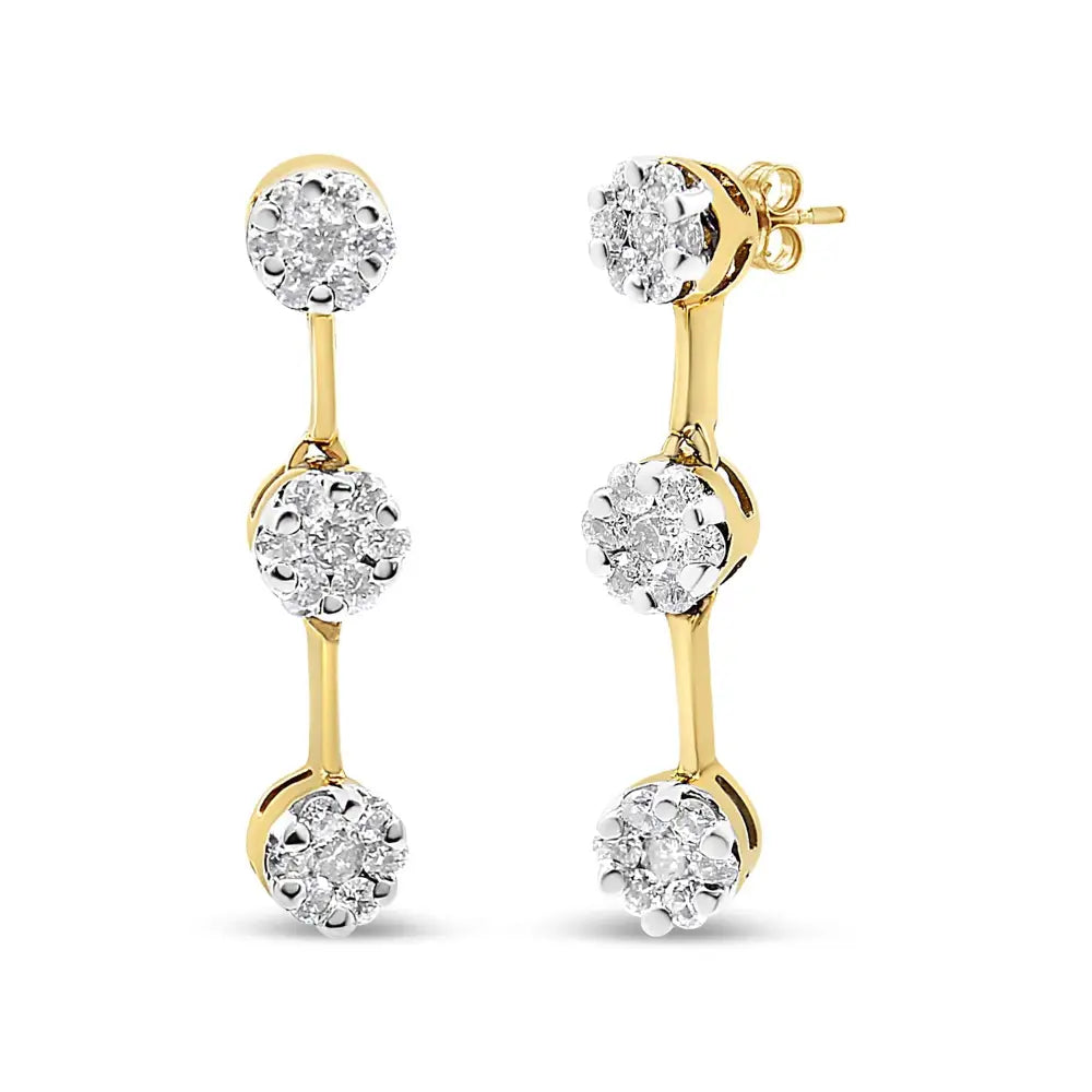 14k Yellow Gold Round Diamond Earrings (1.05 Cttw H-i Color Si1-si2 Clarity) - Fine Jewelry us Direct