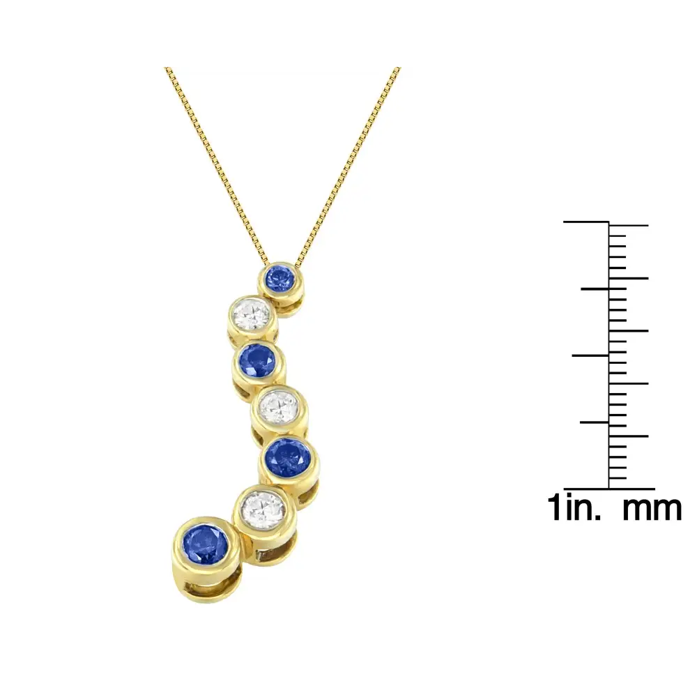 14k Yellow Gold White and Treated Blue Diamond Pendant Necklace (1 Cttw H-i Color I1-i2 Clarity) - Fine Jewelry