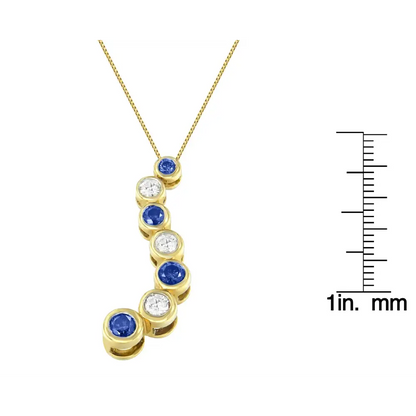 14k Yellow Gold White and Treated Blue Diamond Pendant Necklace (1 Cttw H-i Color I1-i2 Clarity) - Fine Jewelry