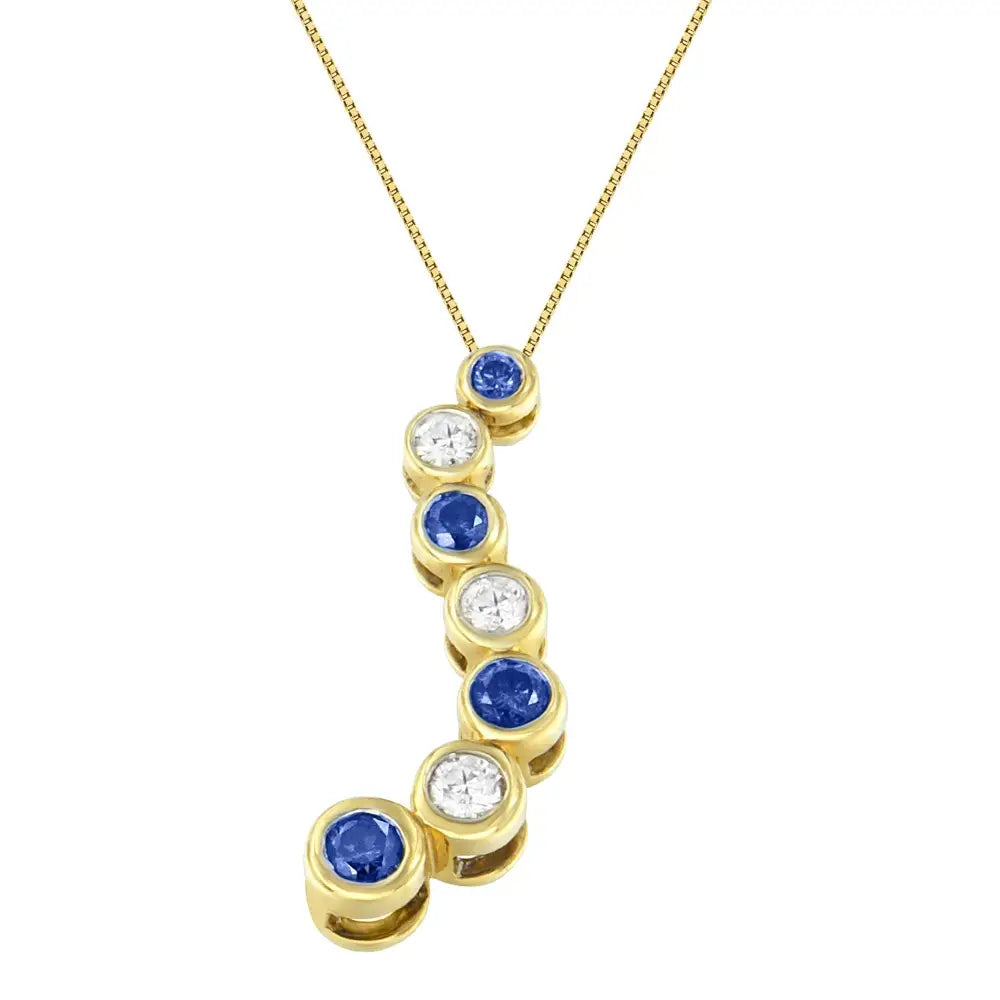 14k Yellow Gold White and Treated Blue Diamond Pendant Necklace (1 Cttw H-i Color I1-i2 Clarity) - Fine Jewelry