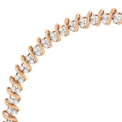 14kt Rose Gold Plated Sterling Silver Diamond s Link Tennis Bracelet (2 Cttw J-k Color I1-i2 Clarity) - Size 7.5’’