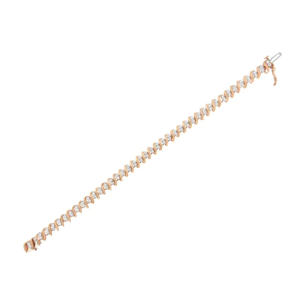 14kt Rose Gold Plated Sterling Silver Diamond s Link Tennis Bracelet (2 Cttw J-k Color I1-i2 Clarity) - Size 7.5’’