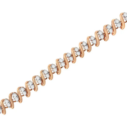 14kt Rose Gold Plated Sterling Silver Diamond s Link Tennis Bracelet (2 Cttw J-k Color I1-i2 Clarity) - Size 7.5’’