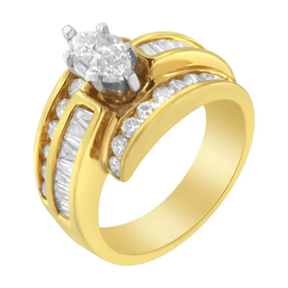 14kt Two-toned Diamond Cocktail Ring (1 1/3 Cttw H-i Color Si1-si2 Clarity) - 7 - Fine Jewelry us Direct