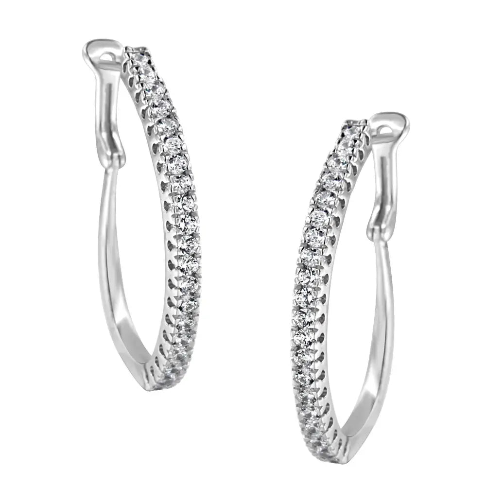 14kt White Gold 1 Cttw Diamond Hoop Earrings (h-i I1-i2) - Fine Jewelry us Direct