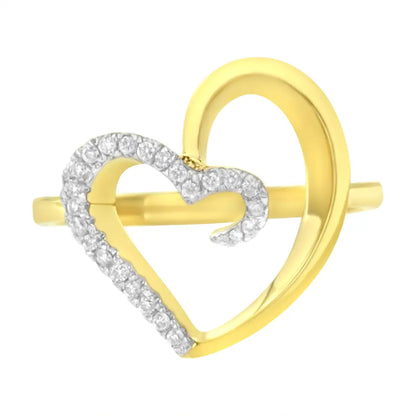 14kt Yellow Gold 1/10 Ctw. Diamond Heart Shape Ring (k-l I1-i2) - Fine Jewelry us Direct