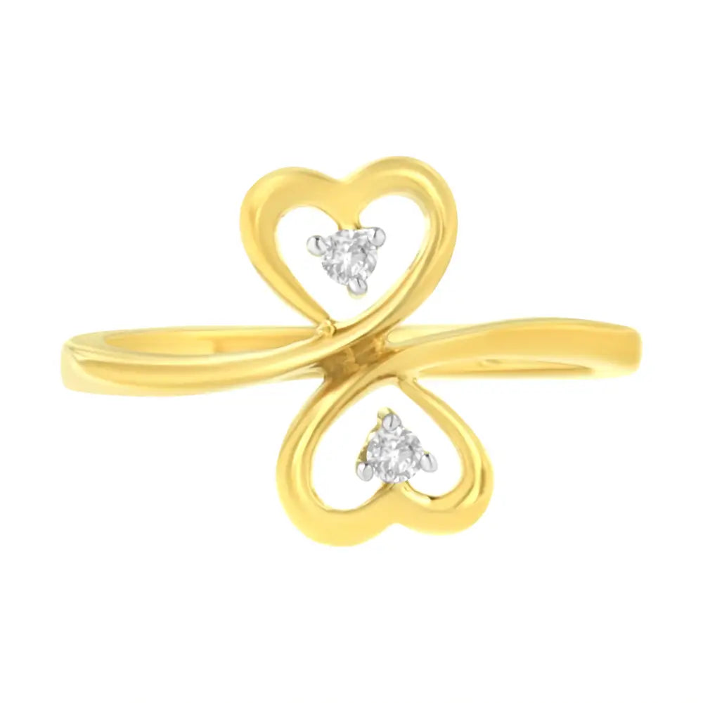 14kt Yellow Gold 1/20 Ctw. Dual Heart Diamond Ring (k-l I1-i2) - Fine Jewelry us Direct