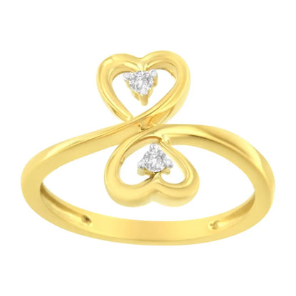 14kt Yellow Gold 1/20 Ctw. Dual Heart Diamond Ring (k-l I1-i2) - Fine Jewelry us Direct