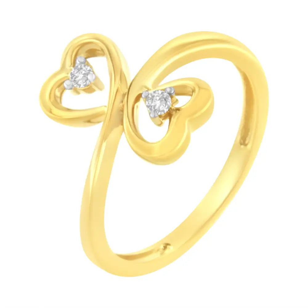 14kt Yellow Gold 1/20 Ctw. Dual Heart Diamond Ring (k-l I1-i2) - Fine Jewelry us Direct