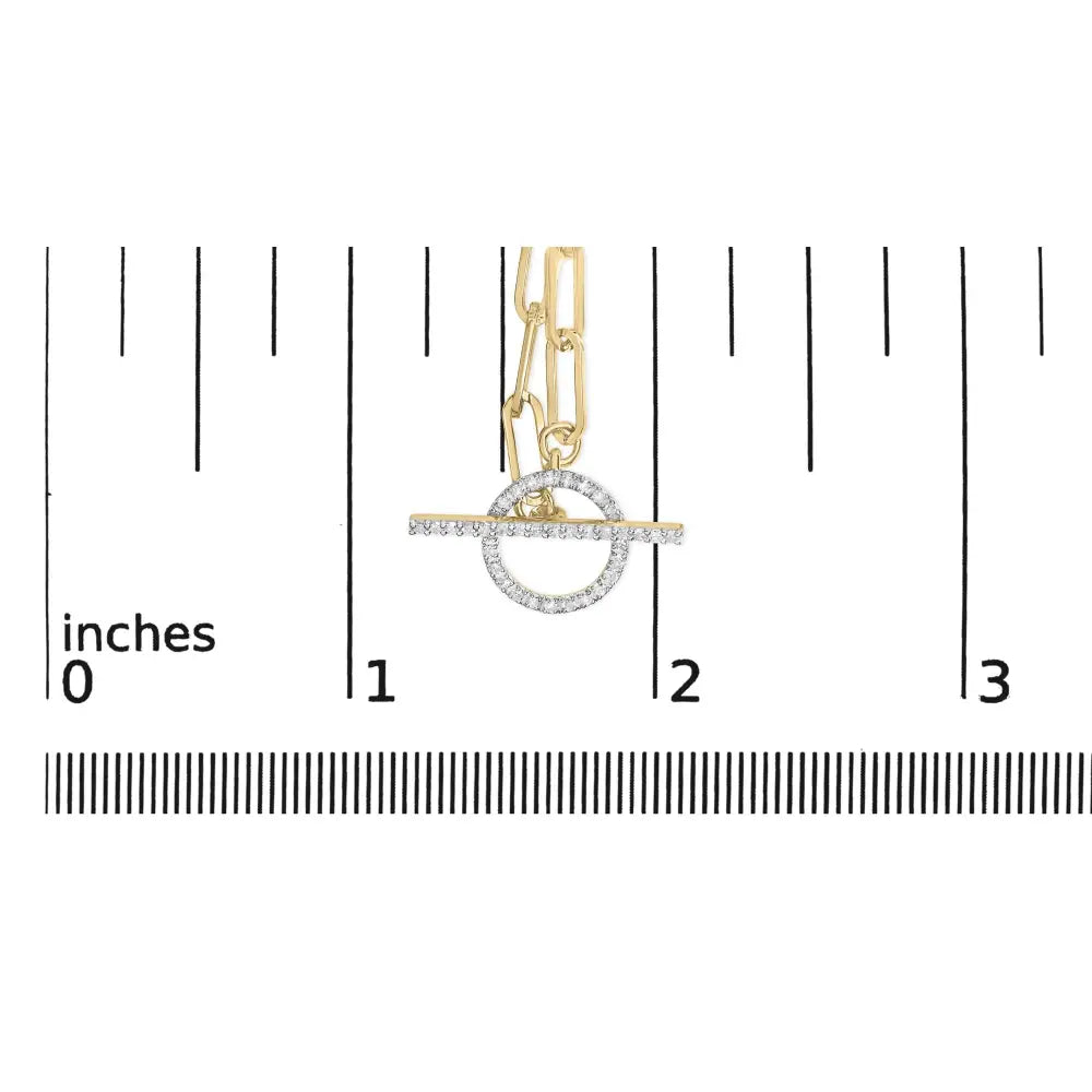 14kt Yellow Gold 1/4 Cttw Diamond Toggle Clasp Paperclip Link Necklace (i-j Color I1-i2 Clarity) - 18’’ Inches