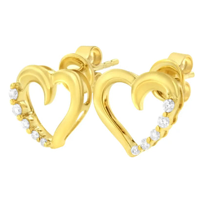 14kt Yellow Gold 1/8 Cttw Diamond Journey Heart Earrings (k-l I1-i2) - Fine Jewelry us Direct