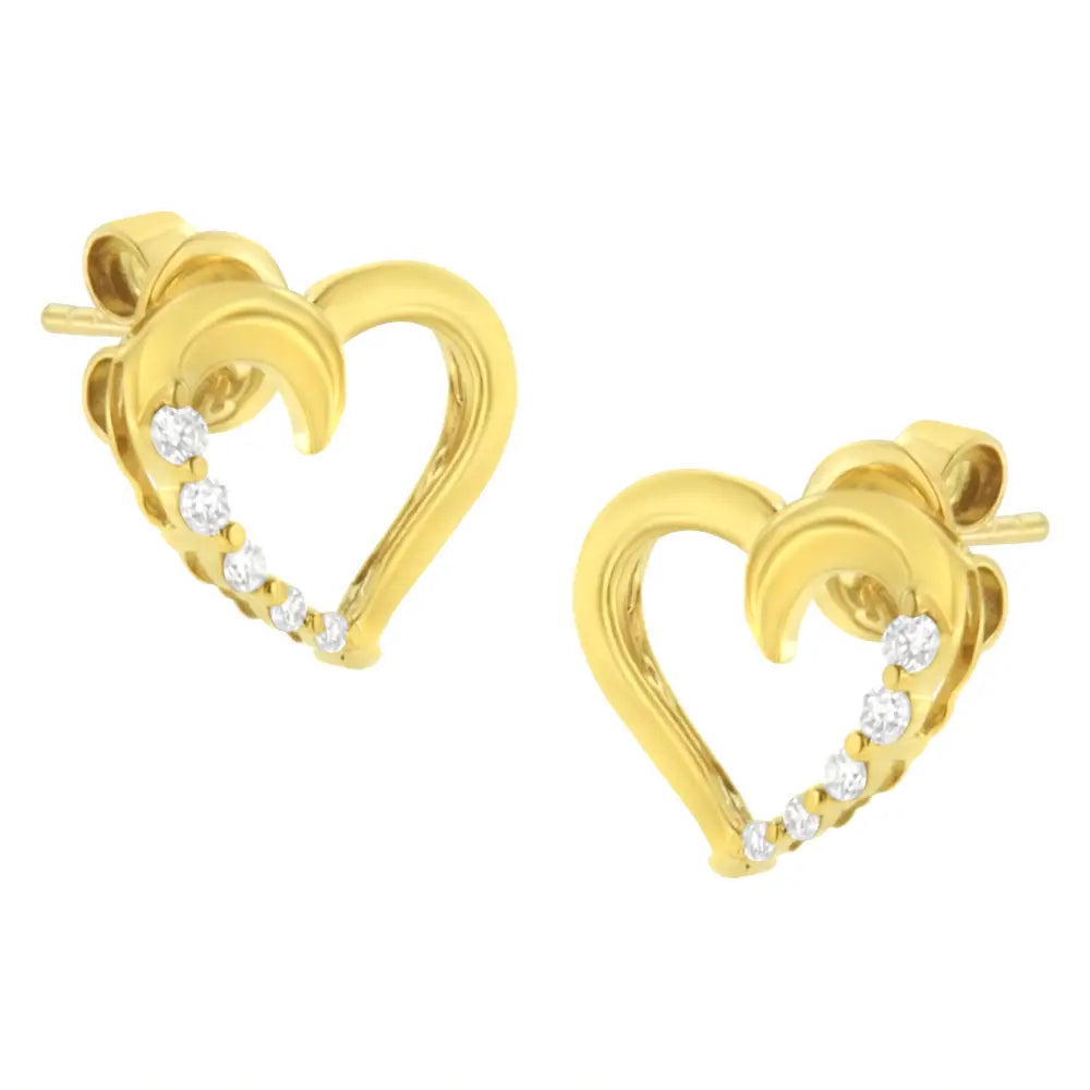 14kt Yellow Gold 1/8 Cttw Diamond Journey Heart Earrings (k-l I1-i2) - Fine Jewelry us Direct