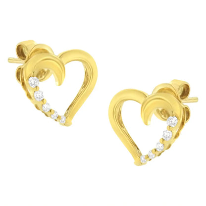 14kt Yellow Gold 1/8 Cttw Diamond Journey Heart Earrings (k-l I1-i2) - Fine Jewelry us Direct