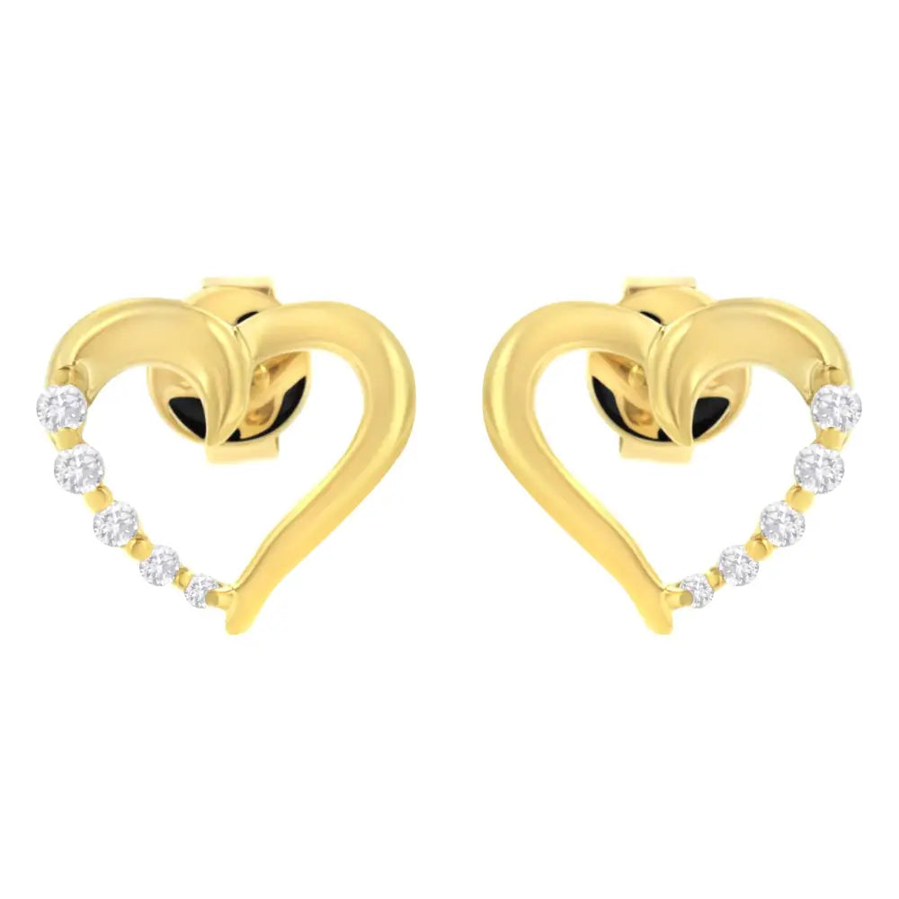 14kt Yellow Gold 1/8 Cttw Diamond Journey Heart Earrings (k-l I1-i2) - Fine Jewelry us Direct