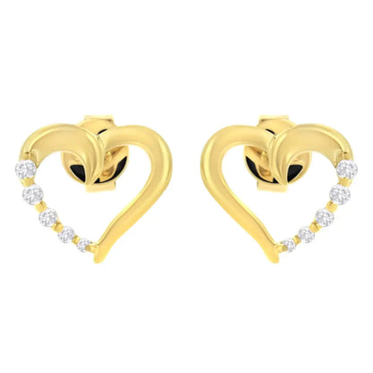 14kt Yellow Gold 1/8 Cttw Diamond Journey Heart Earrings (k-l I1-i2) - Fine Jewelry us Direct