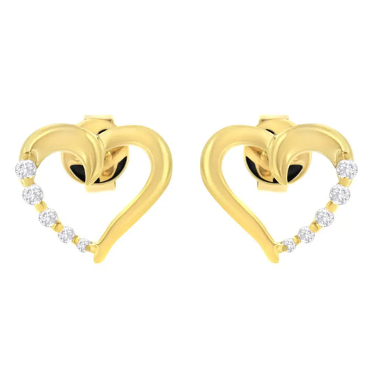 14kt Yellow Gold 1/8 Cttw Diamond Journey Heart Earrings (k-l I1-i2) - Fine Jewelry us Direct